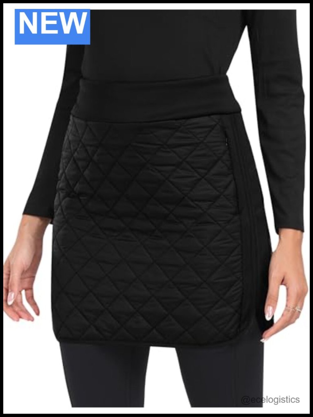 Women's Quilted Puffer Skirt with Full Zipper, Insulated Winter Skirt